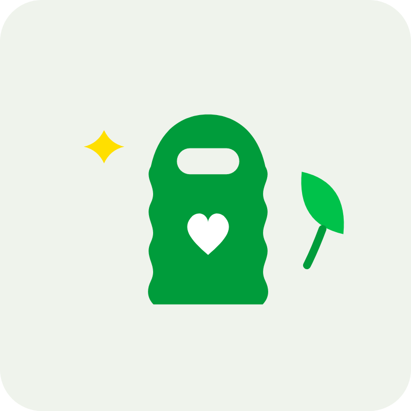 Ilustração: lixeirinha Lixocar com folha de sustentabilidade