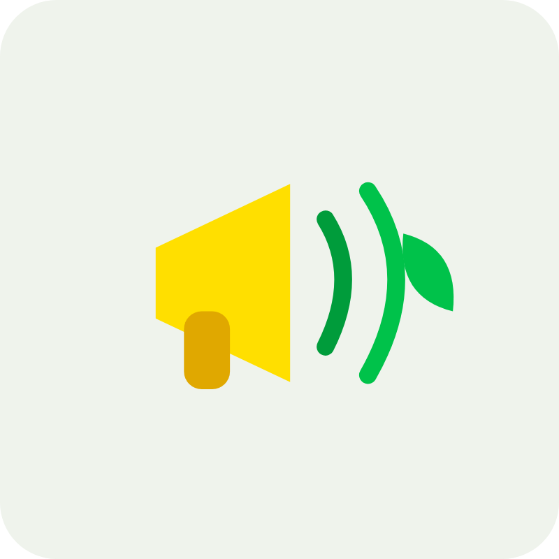 Ilustração: megafone espalhando a mensagem sustentável
