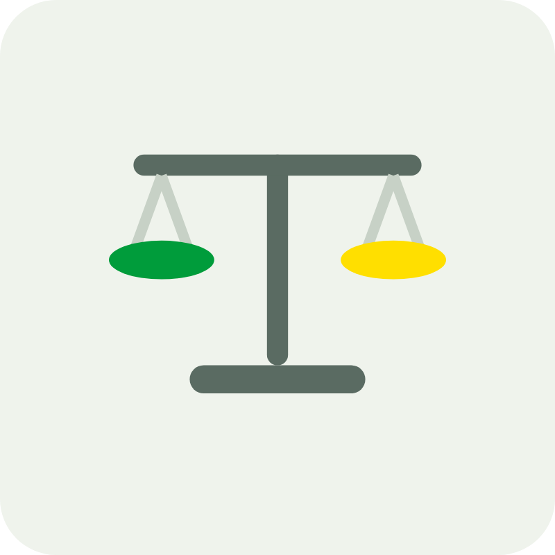 Ilustração: balança equilibrada entre discurso e prática