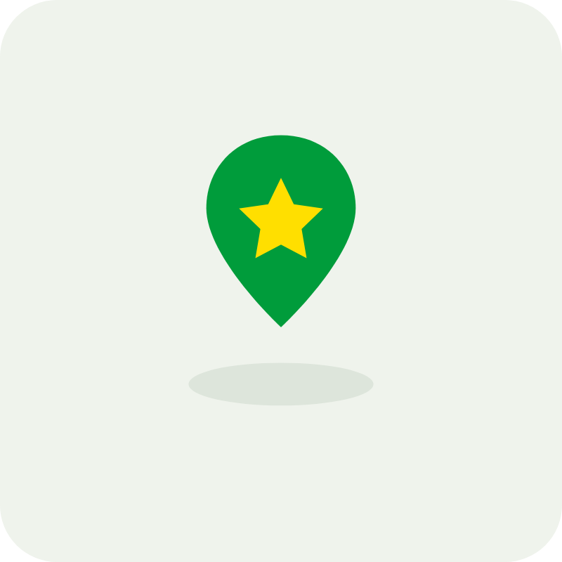 Ilustração: pin com estrela da busca local
