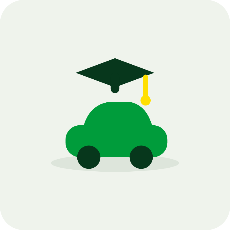 Ilustração: primeiro carro com capelo de formatura