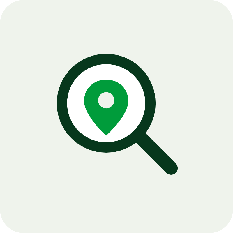 Ilustração: lupa encontrando a localização