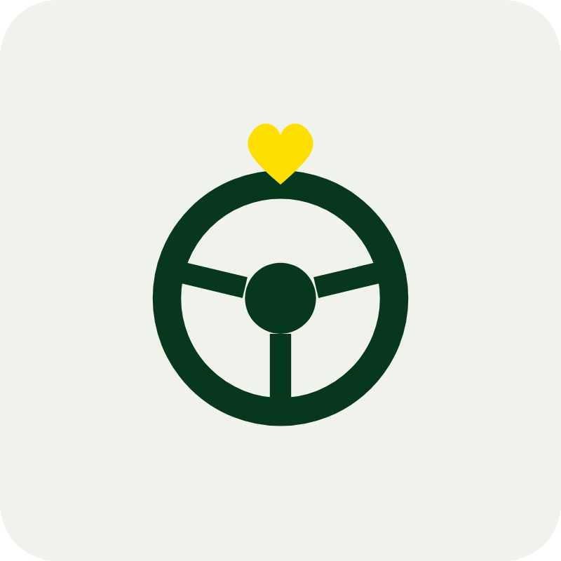 Ilustração: volante com coração amarelo