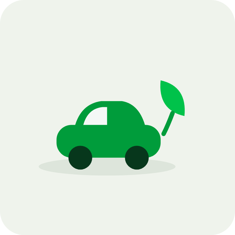 Ilustração: carro com folha, o automotivo na causa
