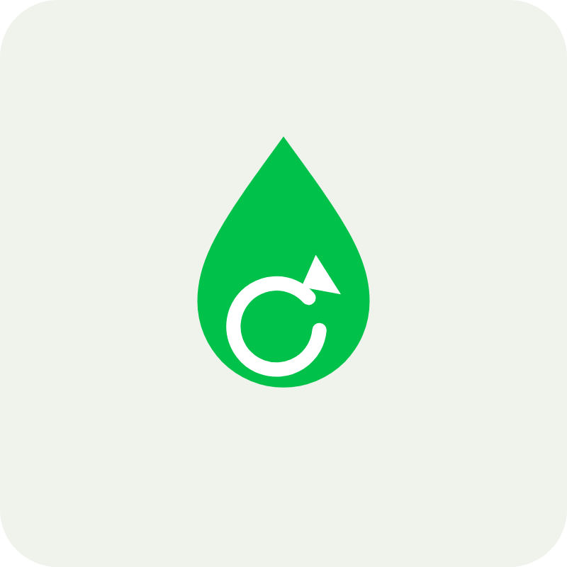 Ilustração: gota d'água com setas de reúso